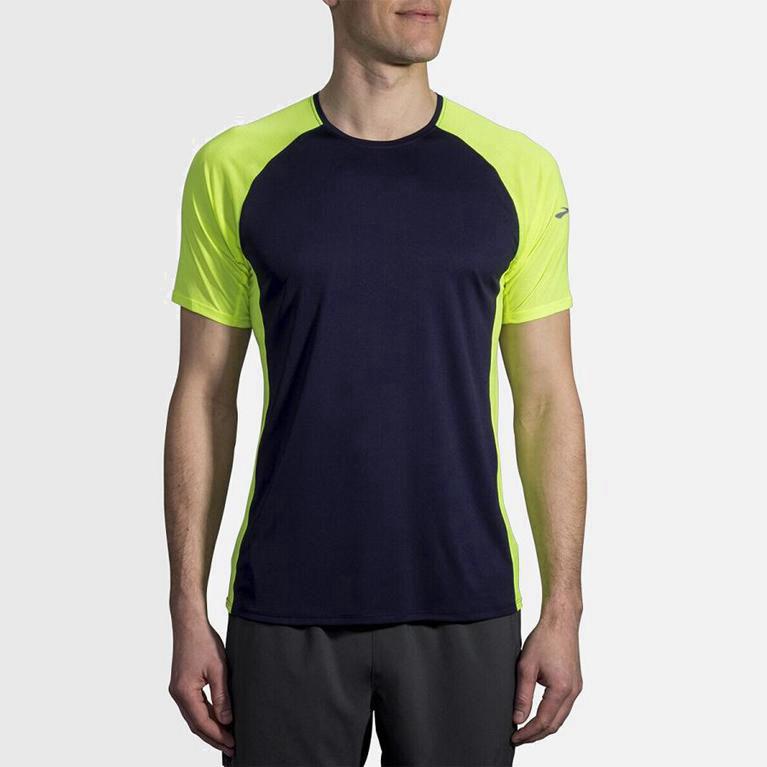 Brooks Stealth NZ - Men's Short Sleeve Running Shirt - Blue (10976-XJED)